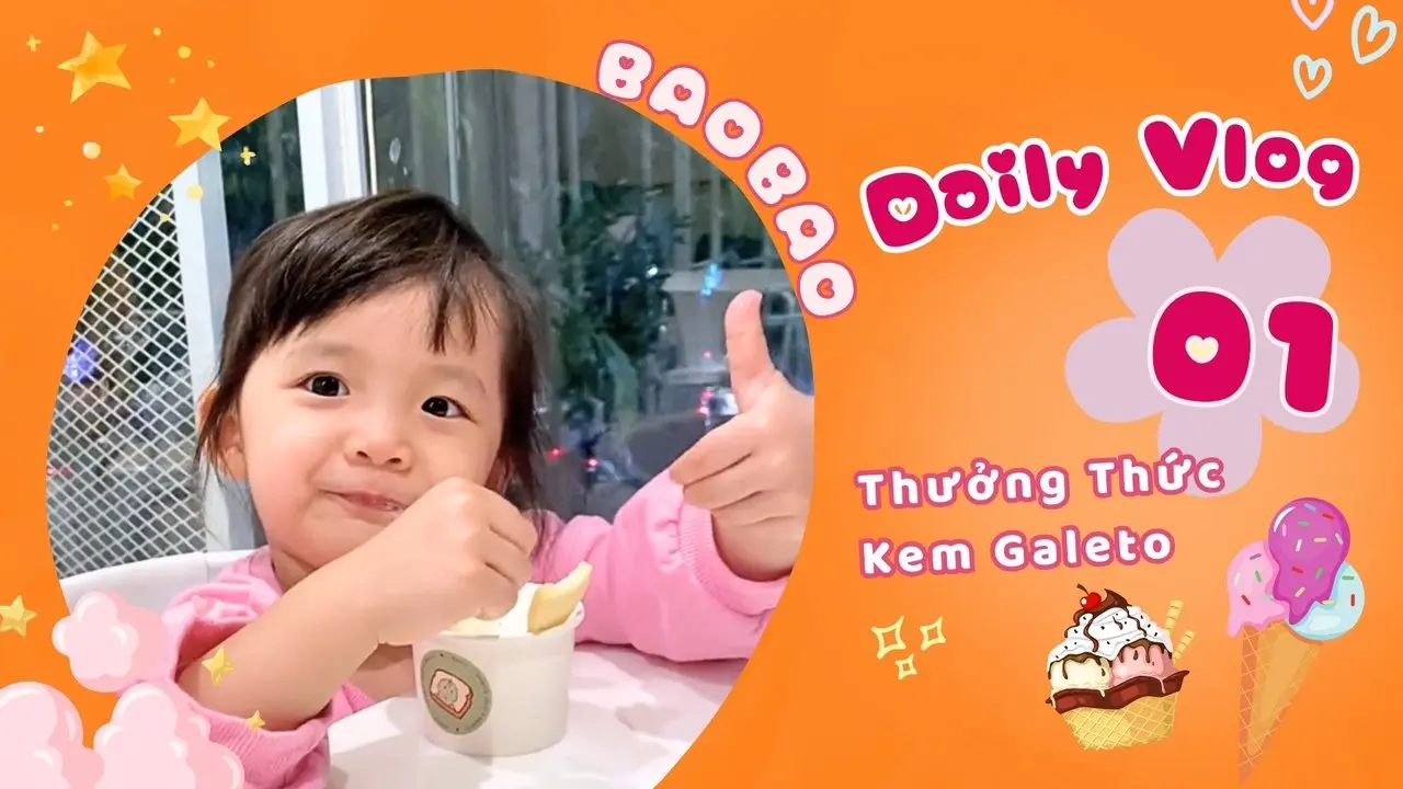 BaoBao ViVu Daily Vlog 01: Enjoying Ice-cream with Pama | Thưởng thức kem ngon cùng Ba Mẹ