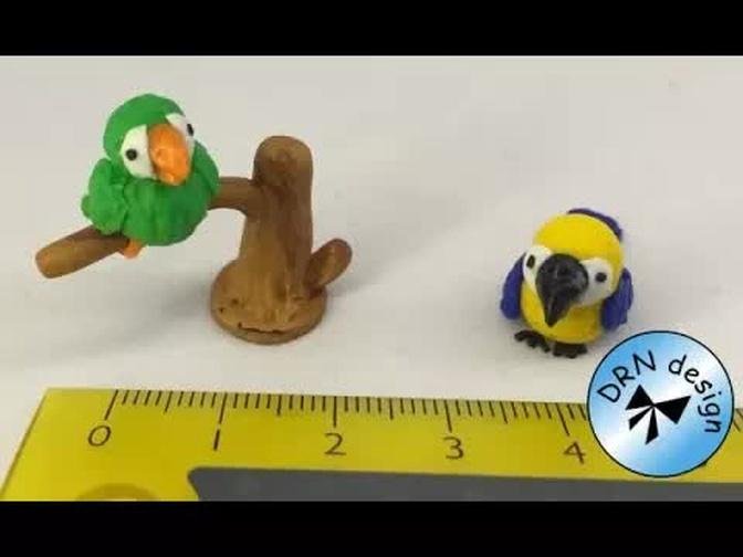 Polymer Clay Miniature - Parrots