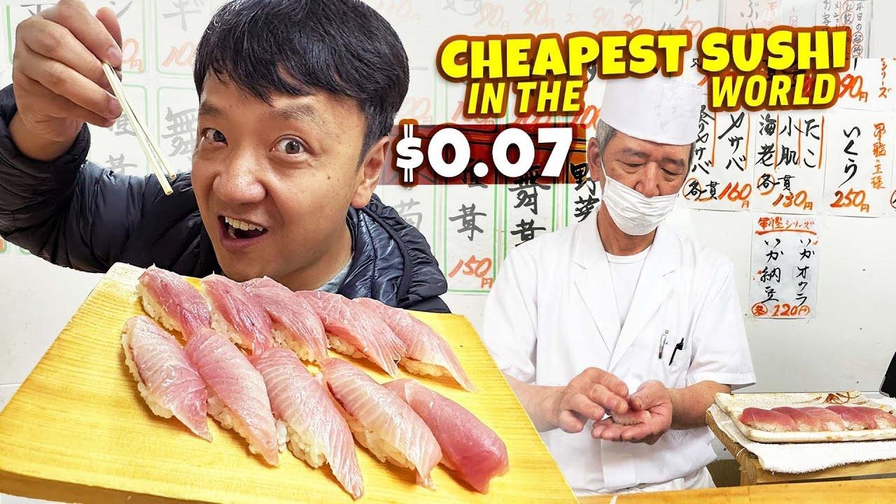 $0.07 SUSHI! The CHEAPEST SUSHI in the WORLD & The ONLY Teppanyaki A5 Wagyu Beef Buffet in Japan