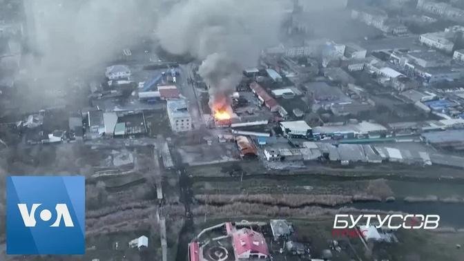Drone Video Shows Battle Raging in Ukraine’s Bakhmut  | VOA News
