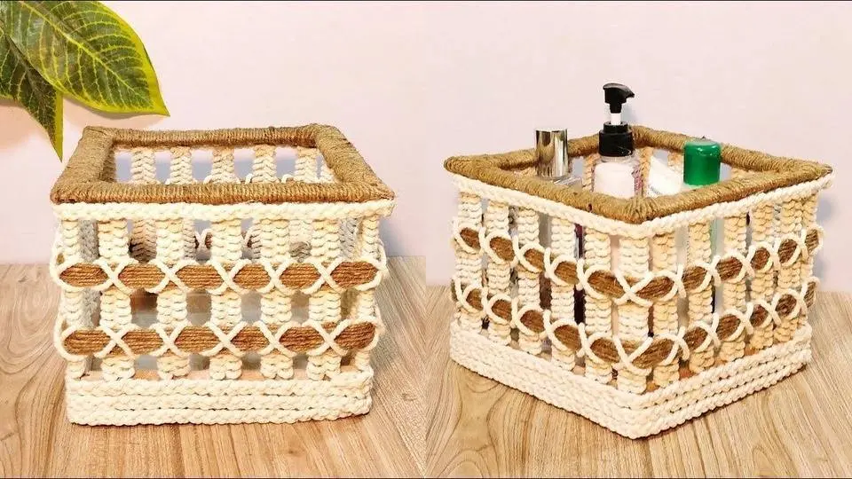 Unique Style of Weaving a Jute Basket / Diy Craft Ideas / Rope Storage Basket / Hamna Nadeem