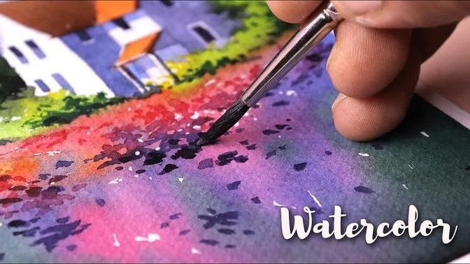 How I painted flowers and leaves with watercolor | Watercolor Painting ideas