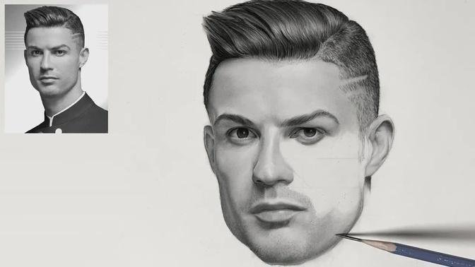 Drawing and Shading process with graphite pencils - Cristiano Ronaldo Drawing PART 2