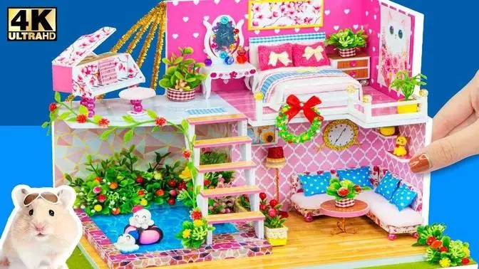 DIY Miniature Cardboard House #165 ❤️ How To Make Beautiful Pink House for Hamster from Cardboard