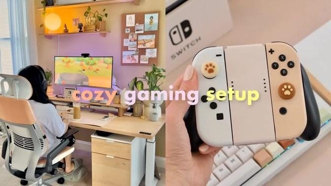 My Cozy Gaming Desk Setup 2022 | Nintendo Switch Accessories, PC Gaming Setup, Ultrawide Gaming