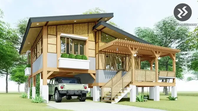 Split - Level Amakan House Design with 2 Bedrooms | Elevated Native House