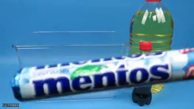 YouTuber causes chemical reaction by opening Cola and Mentos in oil