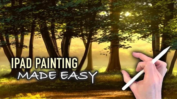 IPAD PAINTING MADE EASY - Sunny Woodland landscape Procreate tutorial