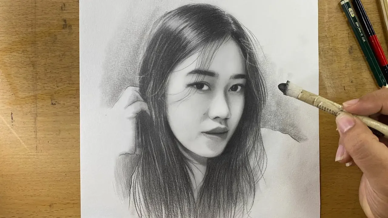 How to draw a Portrait of a Girl with Reference ( Graphite Pencil )