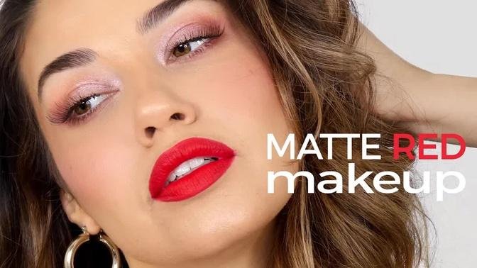 MATTE RED HOLIDAY Makeup Tutorial | Eman