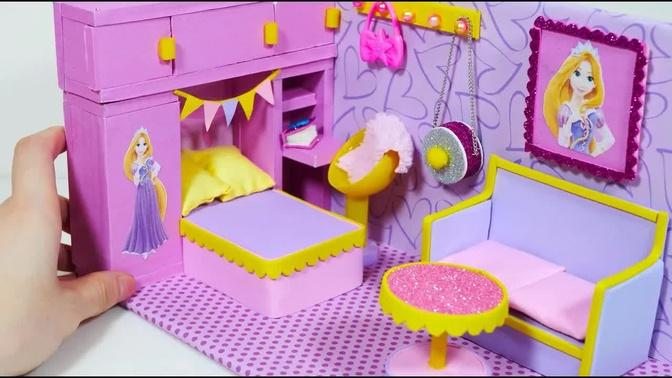 DIY Miniature Cardboard House #7 Purple Bedroom Decor