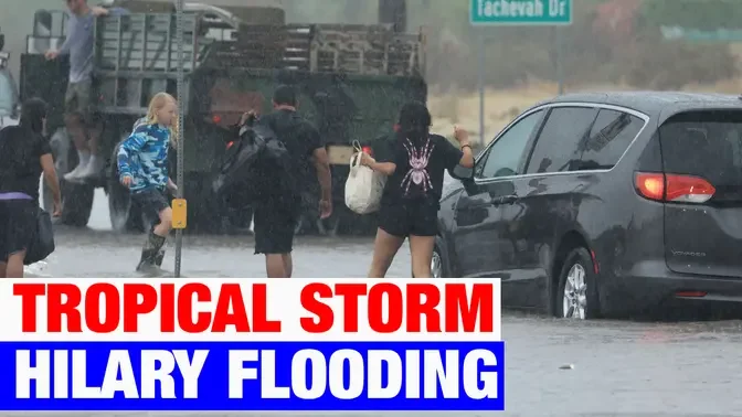 Scenes from Hilary's flooding in California Monday Morning