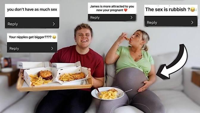 JUICY PREGNANCY ASSUMPTIONS MUKBANG | James and Carys