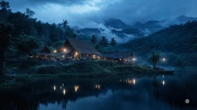 🌿 1780’s Hidden Village Tranquil Nights 🦉 Crickets, Cicadas & Breeze for Peaceful ASMR Experience