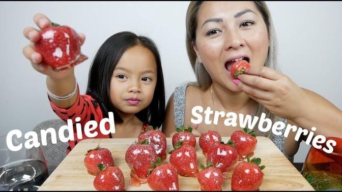 Candied Strawberries _Tanghulu_ _ Mukbang N.E Let's Eat.