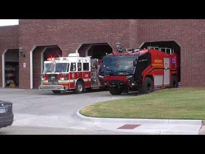 (RARE, ARFF TRUCK) [Addison Fire Department] Engine 103 and Rescue 101 responding