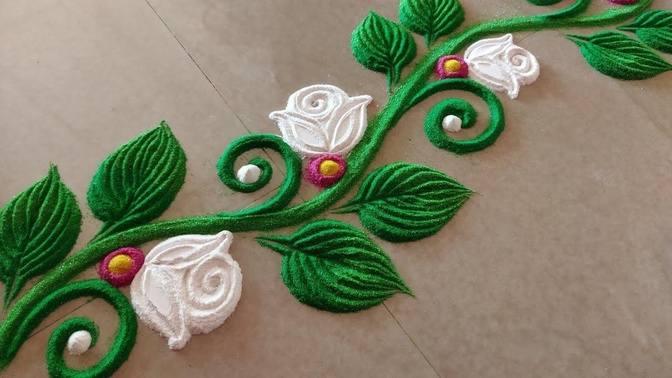 Simple Border Rangoli Designs Easy Side Border Rangoli 🌺 ️ Videos