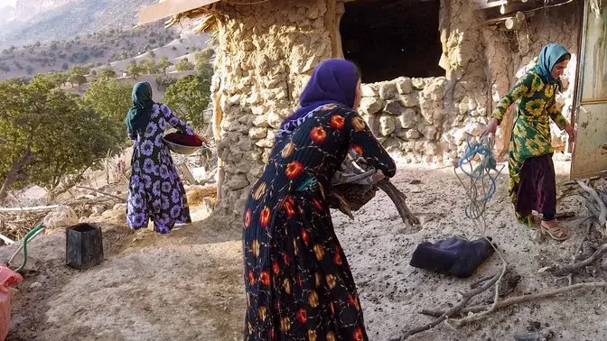 Wood Storage for the Winter and Cleaning the Yard - The Village Life of Iran.