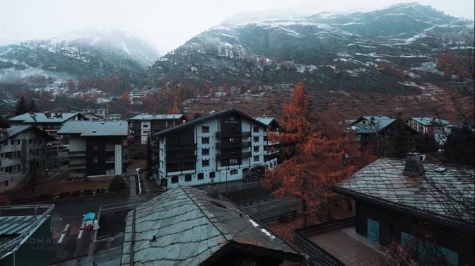 Walking in the Rain, Zermatt Switzerland and Mattervispa, Rain and City Sounds