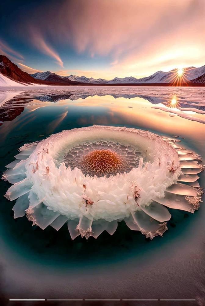 Ice flowers on Songhua River China