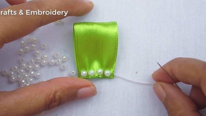 Hand Embroidery Amazing Ribbon Flower, Super Easy Ribbon Flower Making Tutorial, Ribbon Embroidery