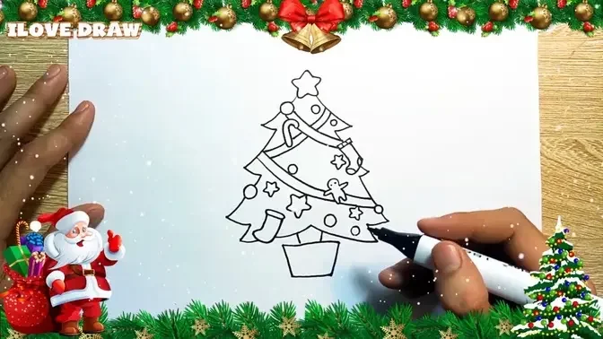 Khi nhìn vào bức tranh về cây thông Noel được vẽ bằng bút chì, bạn sẽ bị cuốn hút bởi sự tinh tế và tỉ mỉ của từng nét vẽ. Vẻ đẹp của cây thông Noel được tái hiện một cách tuyệt vời, truyền tải đến người xem cảm giác ấm áp và hạnh phúc trong mùa Giáng sinh.