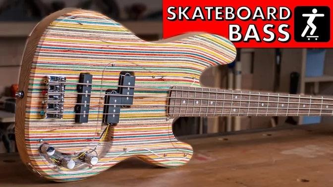 I built a BASS GUITAR out of 12 SKATEBOARDS. How does it SOUND?!