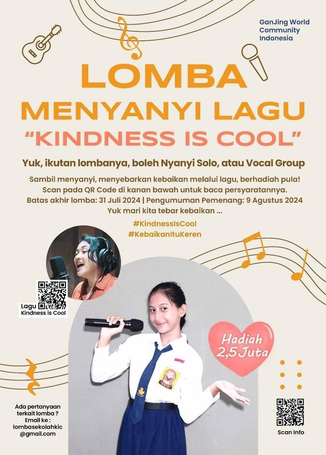 Lomba Menyanyi Lagu "Kindness Is Cool" #lombanyanyikic (Batas Waktu Diperpanjang)