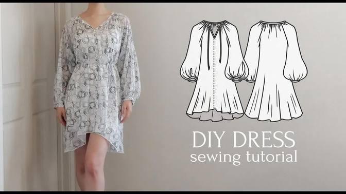 DIY Blouson Sleeve Peasant-Style Dress + New CELINE PDF Sewing Pattern
