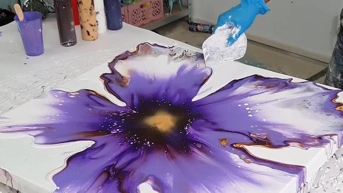 the CHALLENGING Purple Flower - Acrylic Pouring / Dutch Bloom