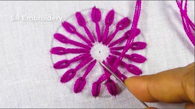 Hand Embroidery Amazing Circle Flower Design Elegant Circle Hand Embroidery Easy Tricks For Tutorial
