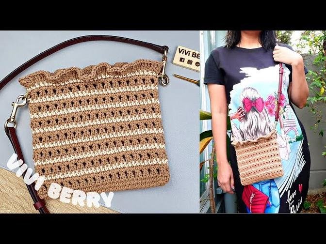 Amazing DIY Crochet Bag _ Crochet Shoulder Bag _ Dark Brown Tote Bag Tutorial _ ViVi Berry Crochet
