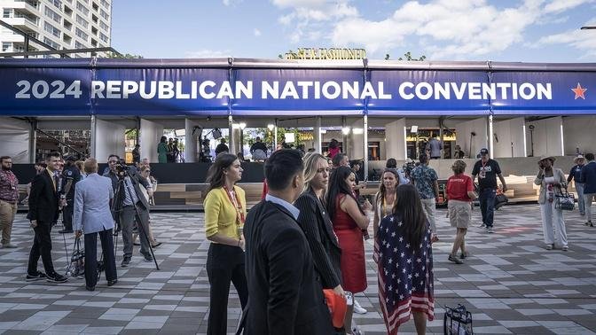 LIVE: LIVE: View of Fiserv Forum on last day of RNC