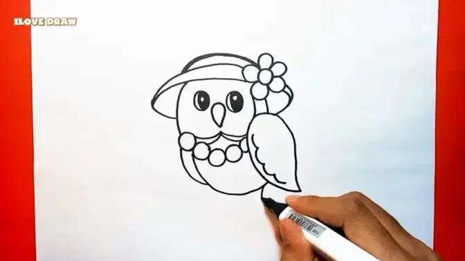 Vẽ con cú mèo - Cách vẽ tranh con cú mèo - How to Draw an Owl easy