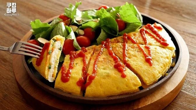 Perfect Omelette Your Breakfast!! Cheese Rice Omelette! Super Easy!