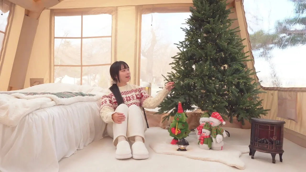 해피 크리스마스🎄나홀로 10평 짜리 장박 에어텐트를 꾸며보았습니다!ㅣ솔로 캠핑