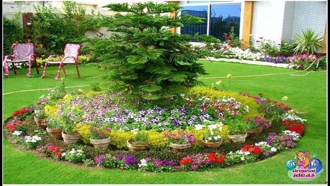 Beautiful flower beds. 100 yard design ideas.
