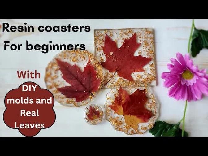 Resin Craft for beginners without molds/Maple leaves coasters/DIY resin coaster molds/CreativeCat