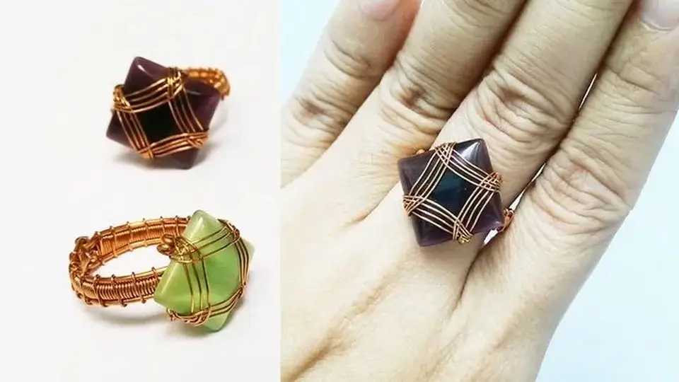 Anillo de alambre con cabujón cuadrado – Cómo hacer joyería con cobre (episodio 385)