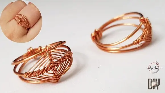 Ring inspired "God's eye craft" - How to make handmade jewelry from copper wire 493
