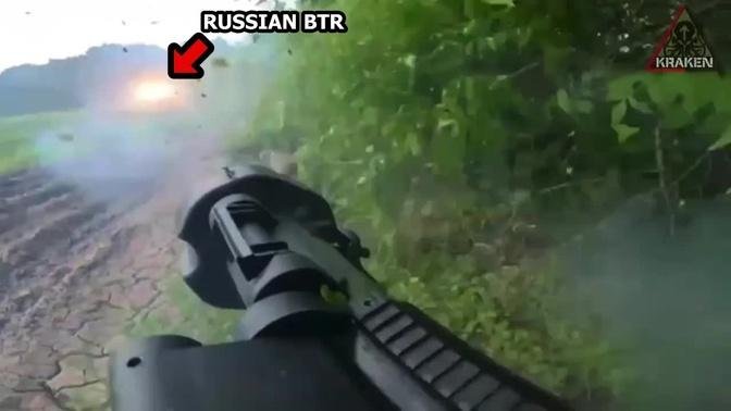 🔴 Ukraine War - Ukrainian Foreign Legion Fighters RGW-90 Ambush On Russian BTR | Helmet Cam