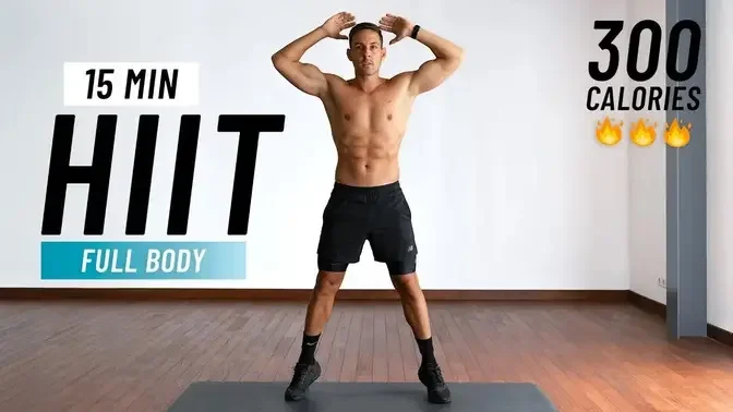 15 Min HIIT Workout For Fat Loss - Full Body Cardio At Home, No Equipment