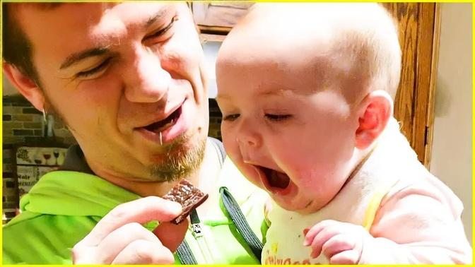 Babies And Dad Playing Sweet Moment - Hilarious Baby