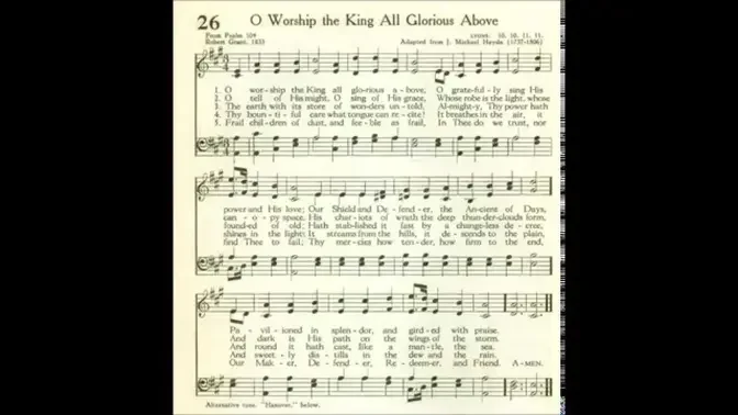 O Worship The King All Glorious Above (Lyons) by- Robert Grant