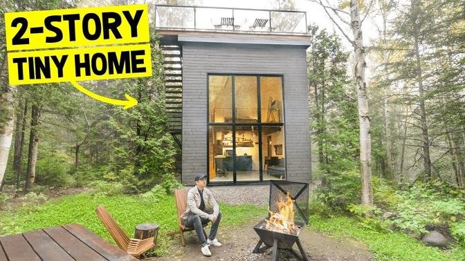  2-STORY 300sqft TINY HOME TOWER w/ Rooftop Deck! (Full Airbnb Tour)