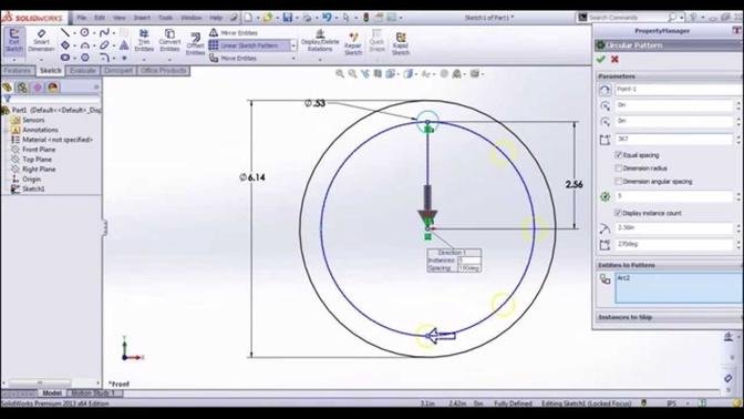 How to do Linear and Circular Sketch Patterns In Solidworks