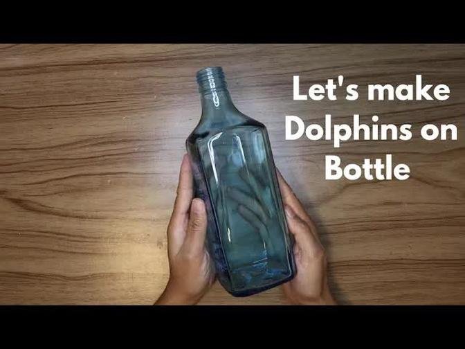 Bottle art/Wine bottle craft/bottle decoration/art and craft/Underwater/ Dolphin bottle/CreativeCat