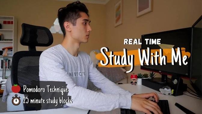 Real Time STUDY WITH ME (no music): 2 Hour Pomodoro Session