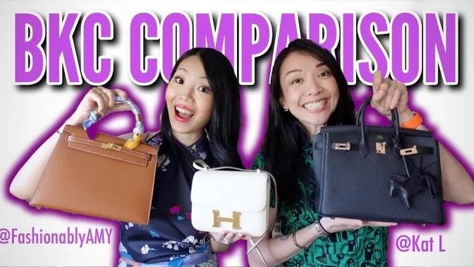 HERMES BIRKIN 25 vs KELLY 25 vs CONSTANCE 18 *WHAT FITS & WHICH IS BETTER?* FashionablyAMY x Kat L