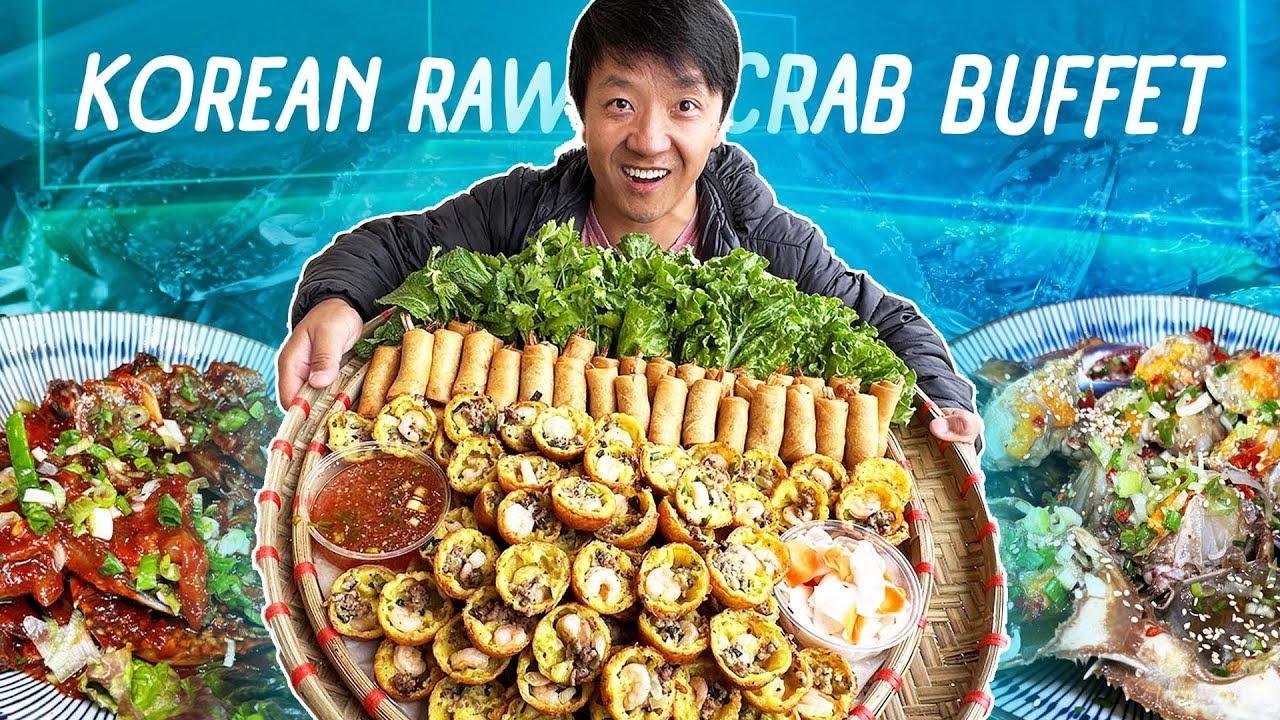 ALL YOU CAN EAT Korean Raw Crab Buffet & Vietnamese Pancake(Banh Khot) MOUNTAIN in Los Angeles